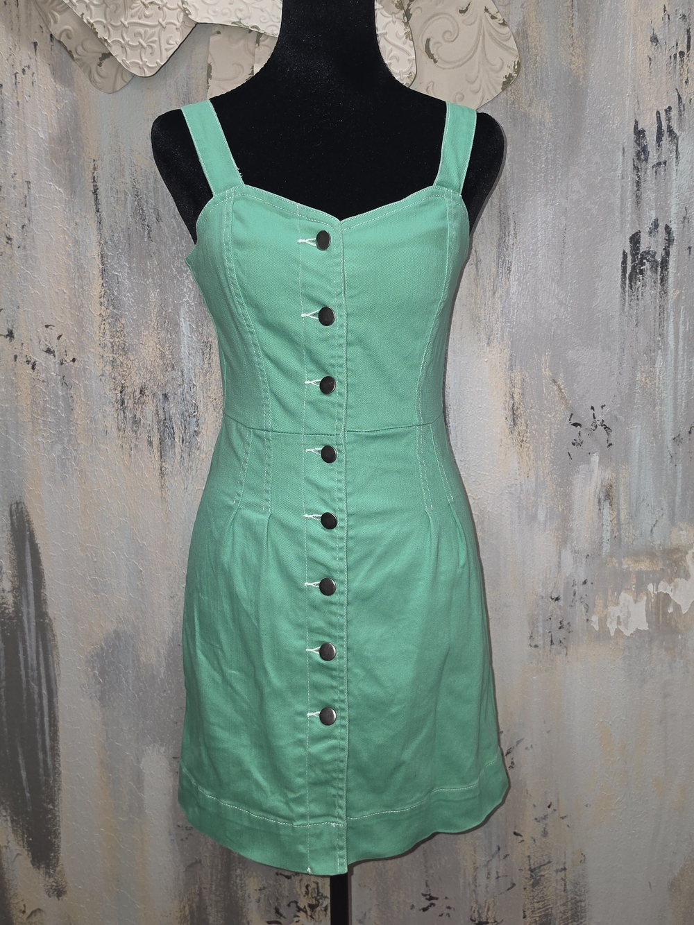 Gianni Bini Mint Green Button-Front Mini Dress